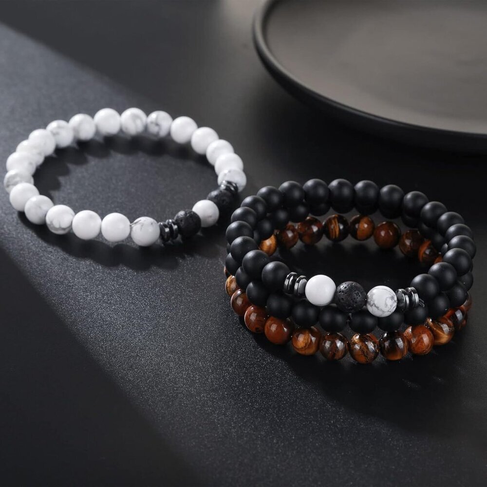 Tiger Eye Bracelet For Men 8MM Natural Stone Stretch Adjustable Black Crystal Be - Picture 9 of 9